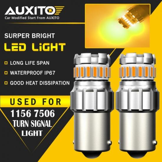 AUXITO 1156 BA15S Amber Rear Turn Signal Corner LED Light Bulb Super Bright EXV