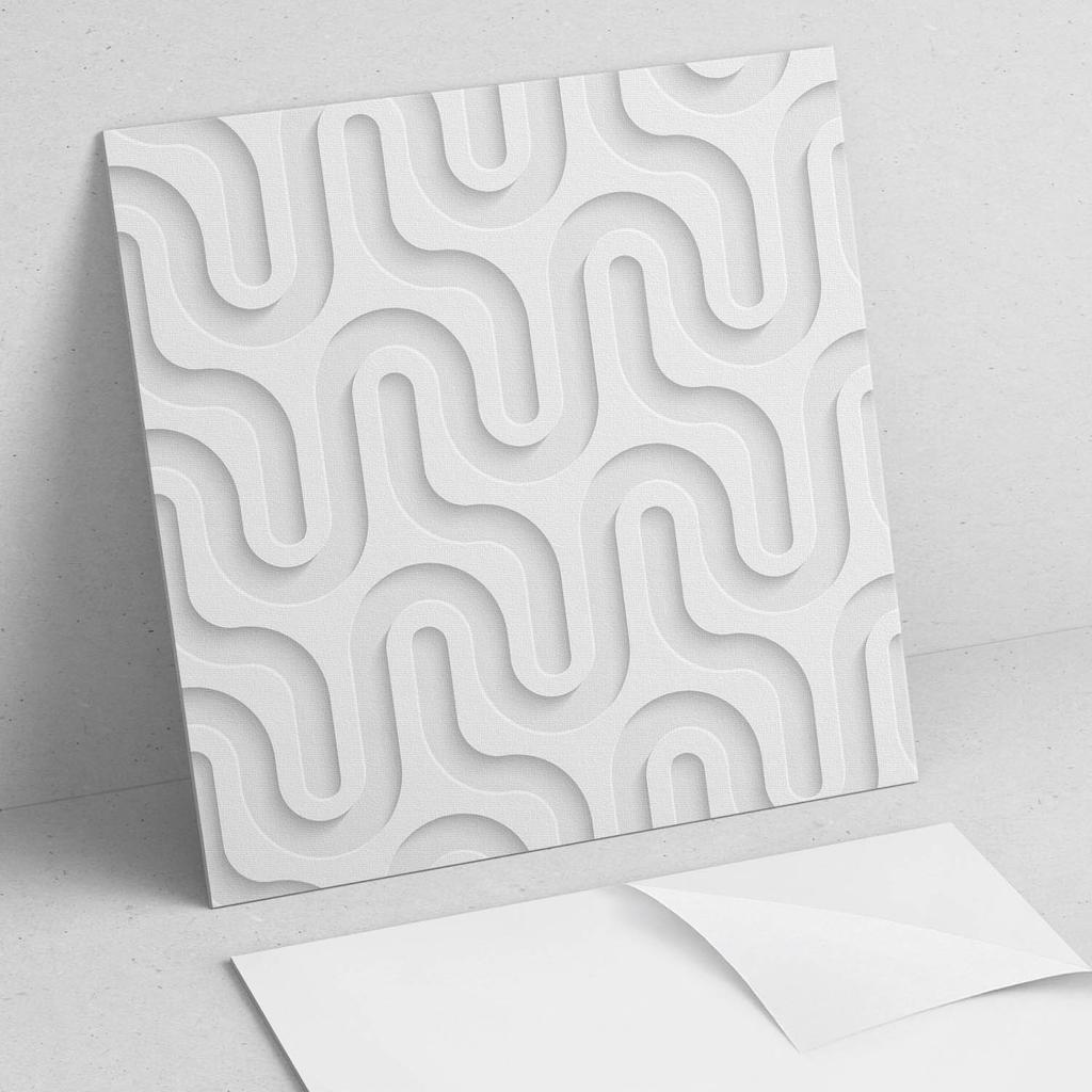 Set of Vinyl Tiles with a 3D Waves Motif for the Bedroom 9x30x30 Cm