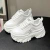 Mode Damen Schuhe Trend Weiß Schwarz Klobige Sneaker Herbst Winter Dicke Sohle Dad Schuhe Hochwertiges PU-Leder Plateau-Sneaker Neu