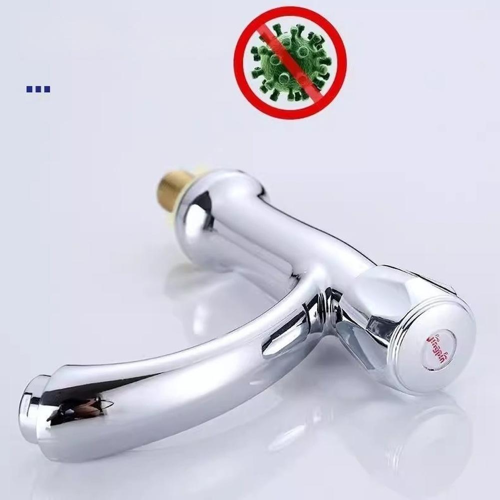 Single Hole Bathroom Faucet Cold Water Only Zinc Alloy Construction ABS Base 18x17x6cm Dimension Silver Finish