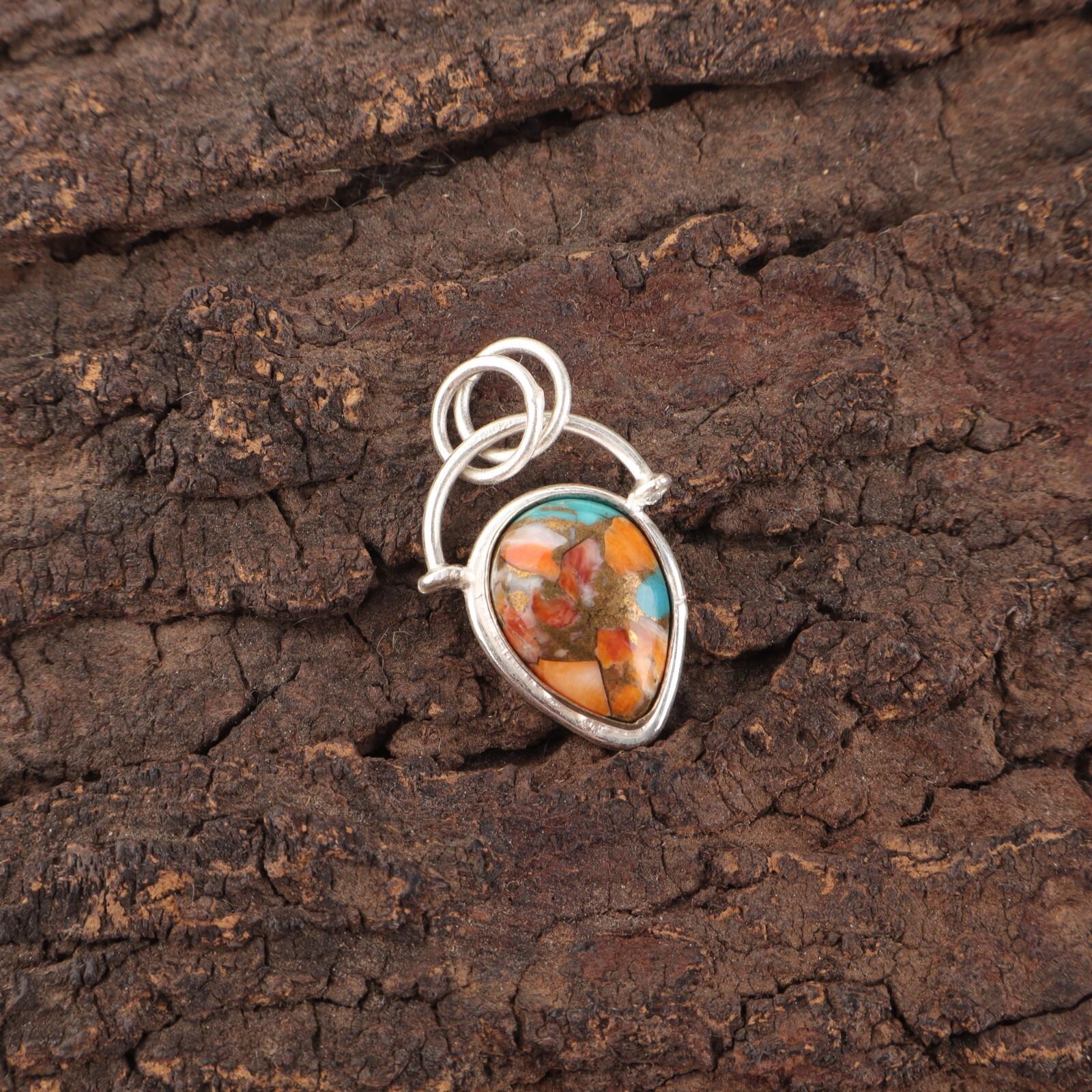 

Pear Spiny Oyster Stone Mother Gift Engagement Anniversary Pendant 925 Silver PP-56-46