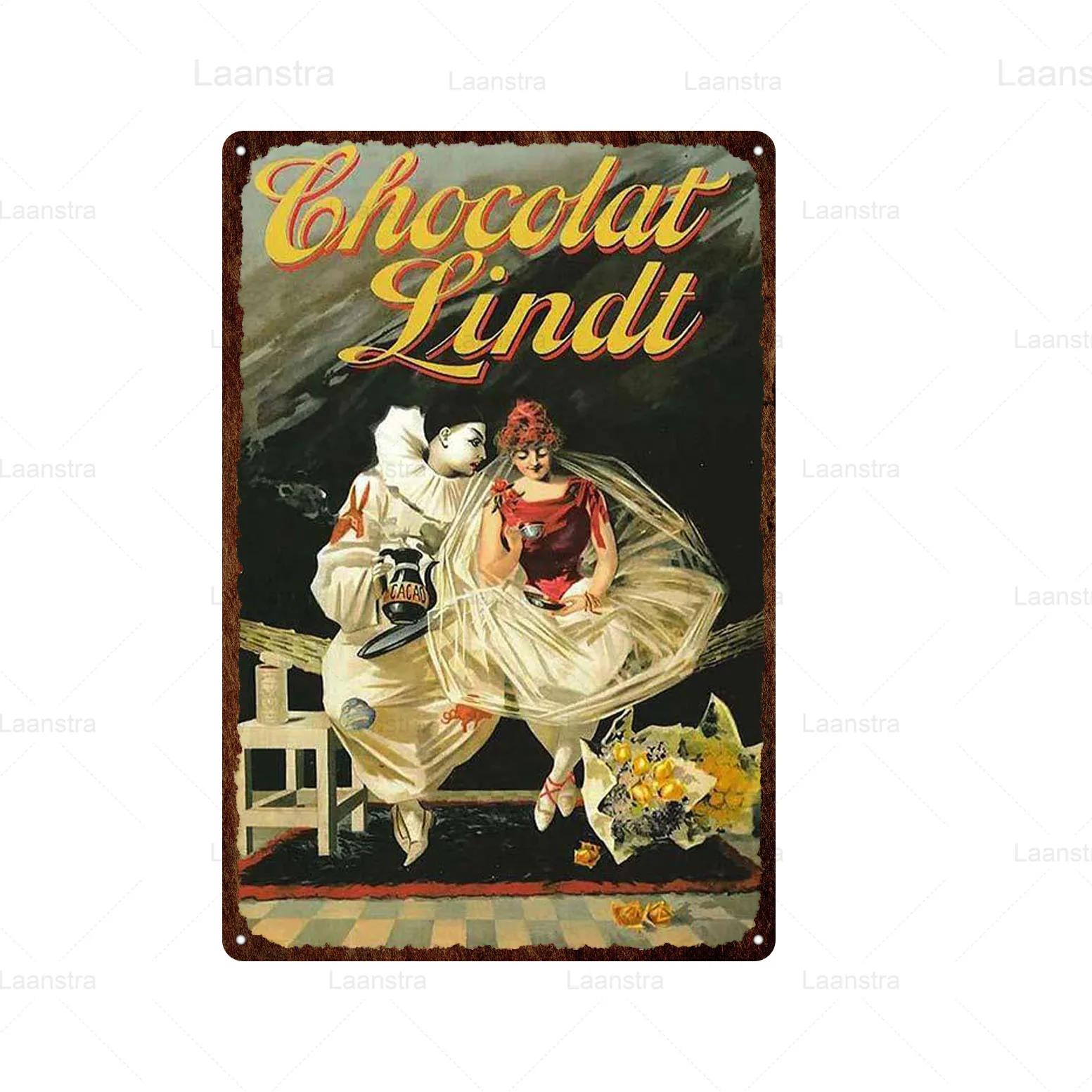 

Retro Tin Sign Metal Plate Switzerland Chocolate Milka Suchard Lindt Children Painting Candy Wall Art Decor Iron Sheet Metal 20x30cm（7.8x11.8inch）