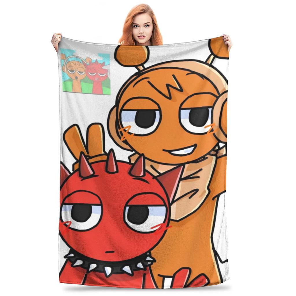 Sprunki Incredibox Game Throw Blanket for Couch Soft Fuzzy Plush Blanket 50x60 Inch Multiple Sizes Bedspreads for All Seasons