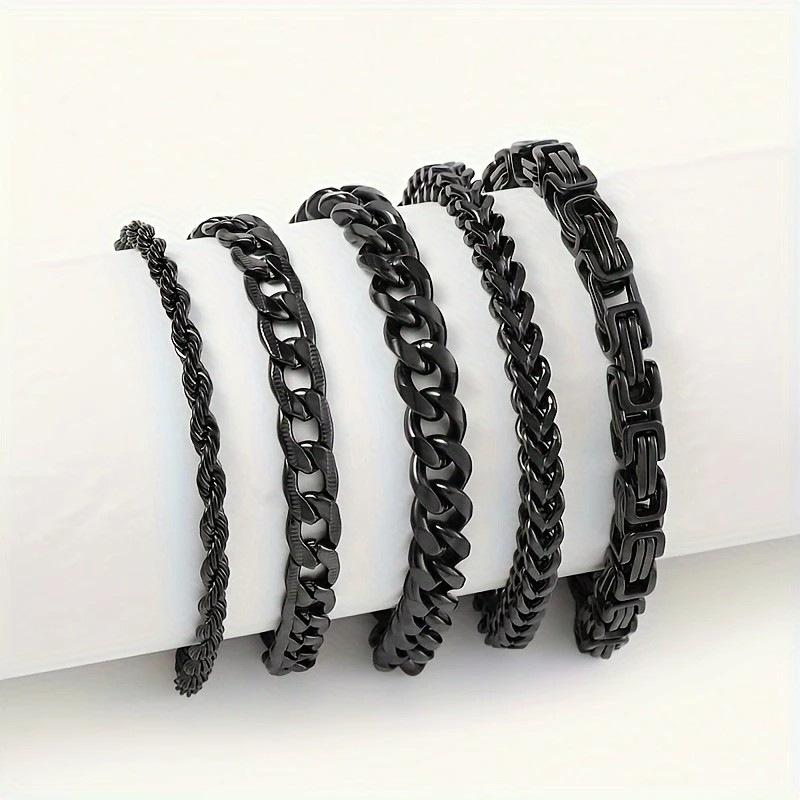 

Набор браслетов из нержавеющей стали для мужчин, модная кубинская цепь, хип-хоп, ювелирные изделия из титановой стали, трендовые аксессуары