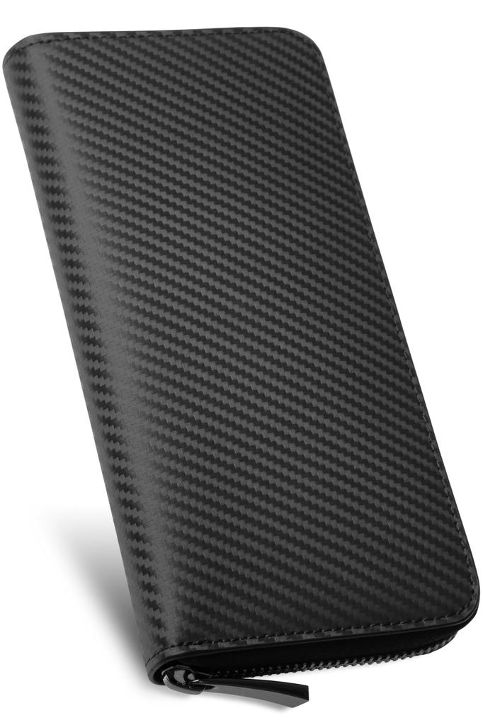 BLANZE Langes Italienisches Carbon Rundes Separates Münzfach Herren Geldbörse, Leder, YKK, Reißverschluss, (Champagner Gold)