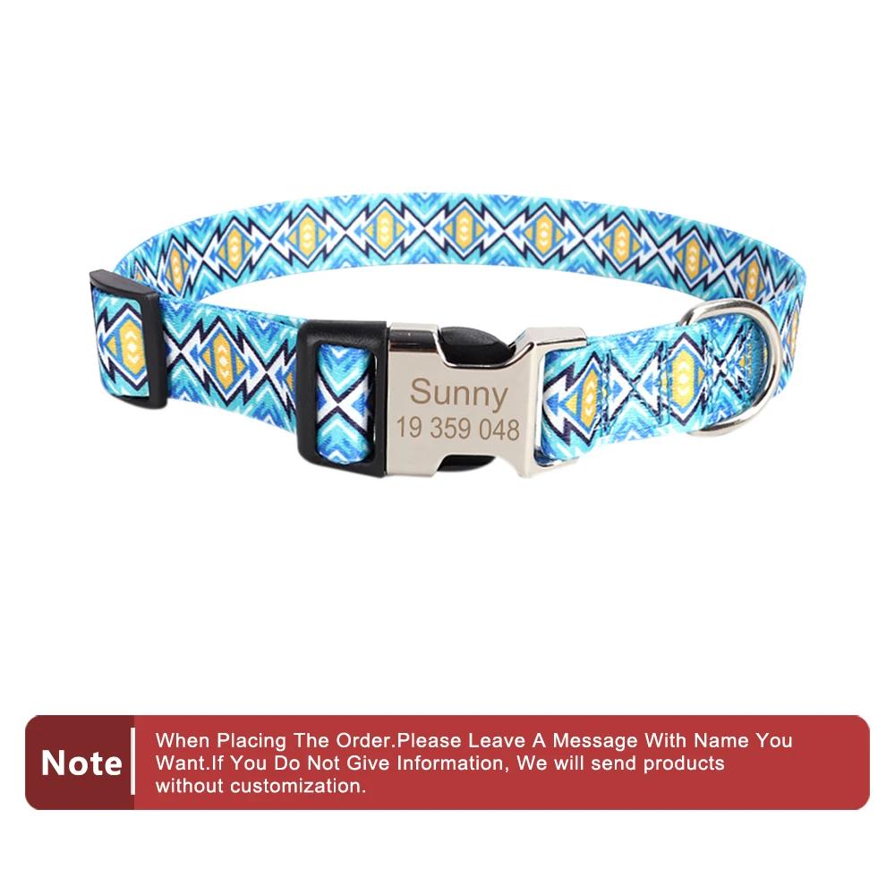 Classic Custom Dog Collar Metal Buckle Dogs Nameplate Collar Free Engrave Personalized Pet Collars Adjustable for Small Medium Large Dog