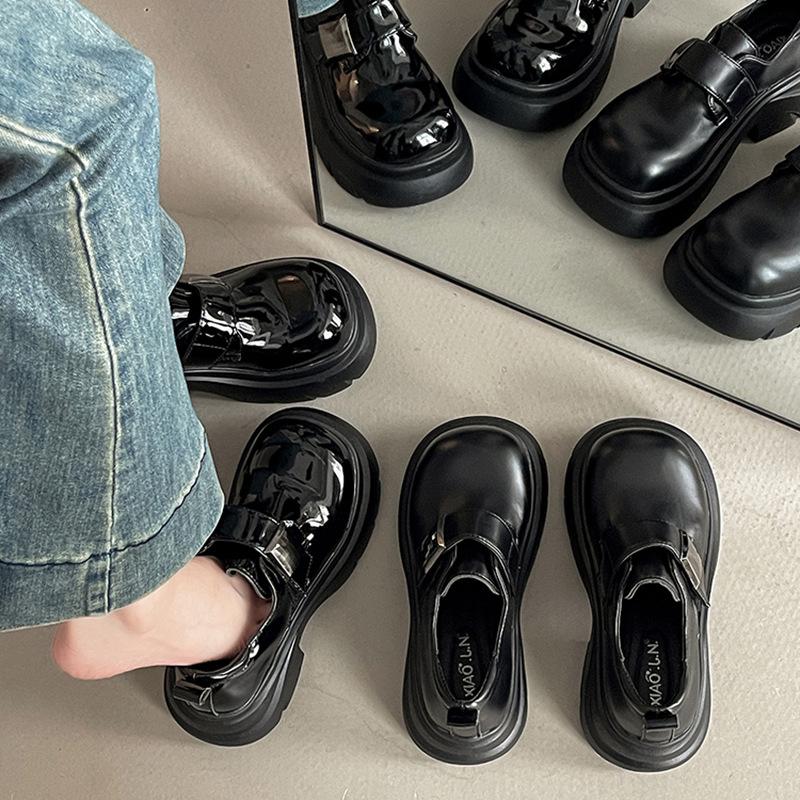 Fashion platform heightening loafers women's 2025 summer new casual British style small leather shoes single shoes Mary Jane shoes