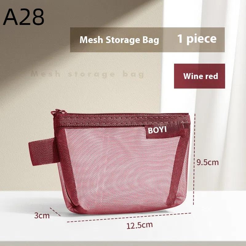 1Pc Portable Mini Zipper Mesh Storage Bag Coin Purse Small Square Mesh Coin Purse Travel Storage Carry Pouch With Zippered