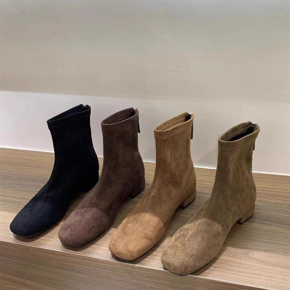 Short Boots Women's Spring and Autumn Single Boots 2025 New Versatile Simple Thick Heel Martin Boots Suede Korean Small Ankle Boots Thin Boots