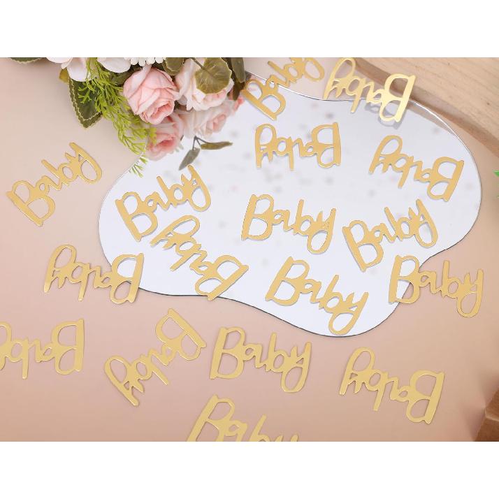 200pcs Baby Shower Confetti- Confetti Party Table Scatter, New Mum Confetti, Gold Foiled Confetti Double, Baby Sprinkle, Gender Reveal Party