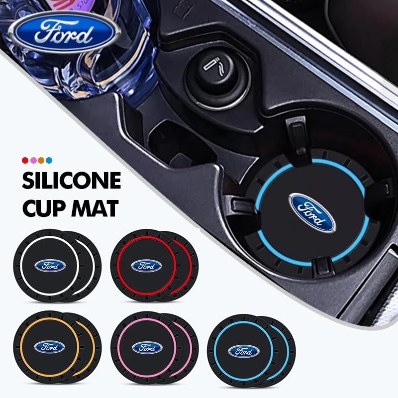 Car Sticker 2026 Ford Silicone Car Coaster Mat Water Cup Cushion Anti Slip Pad For Ford Fiesta Ranger Mondeo Escape Ecosport Fus
