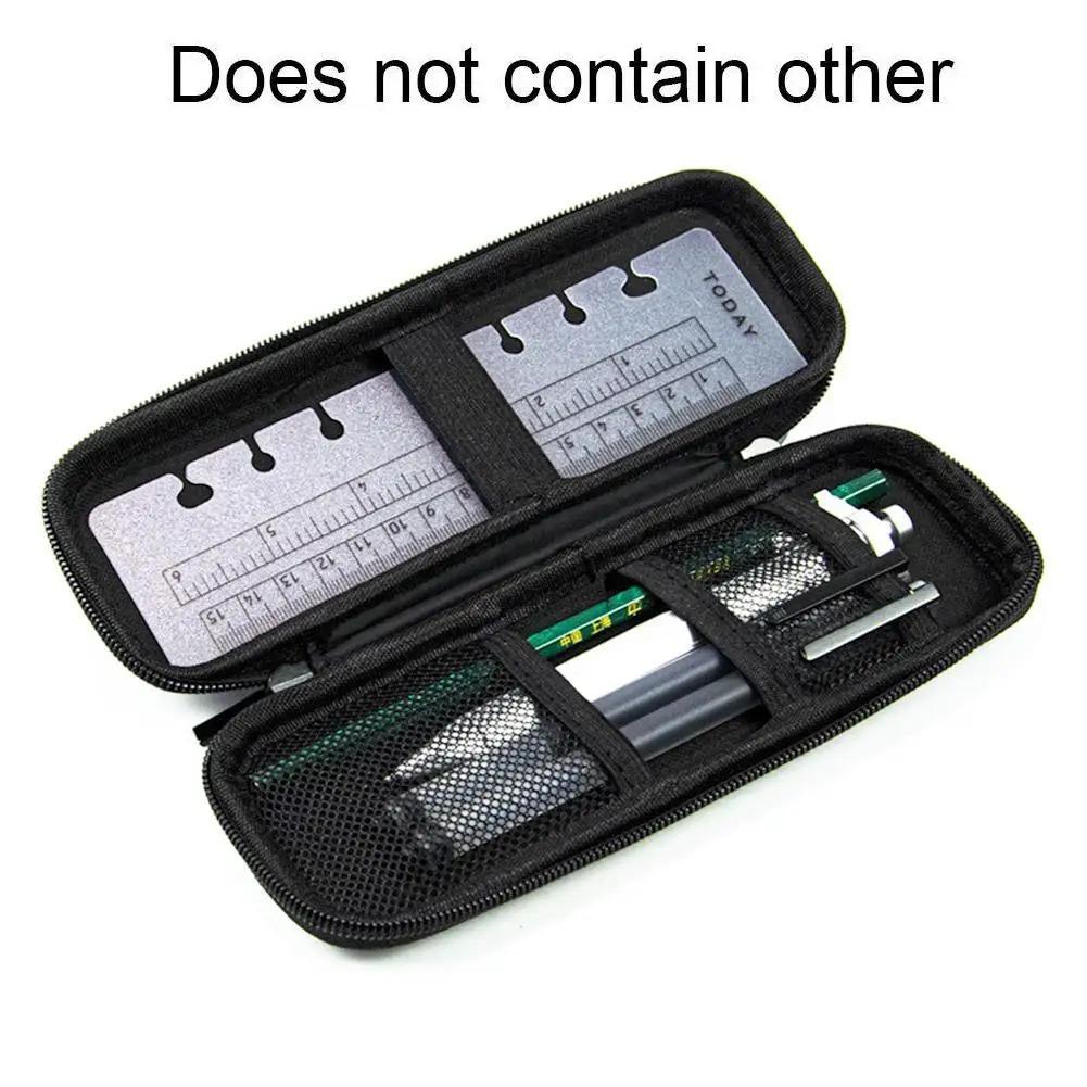 Estojo Preto Rígido para Canetas Estilo Minimalista Estojo para Lápis Estojo de Malha para Fones de Ouvido Organizador de Pincéis de Maquiagem Estojo com Zíper para Lápis Material Escolar