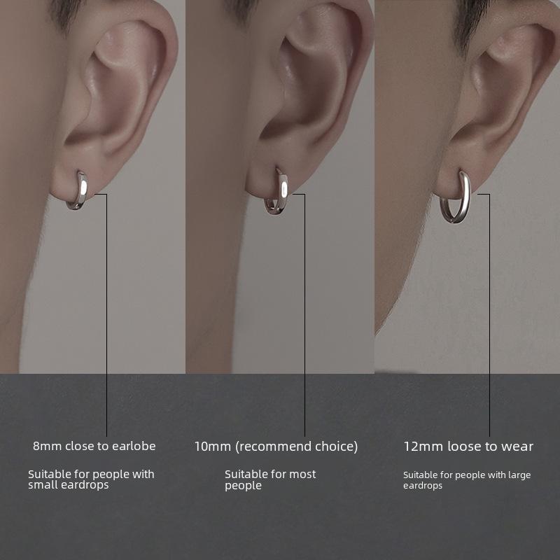 Trendy 925 Herren Schlichte Creolen Clip-On Ohrringe & Ohrstecker