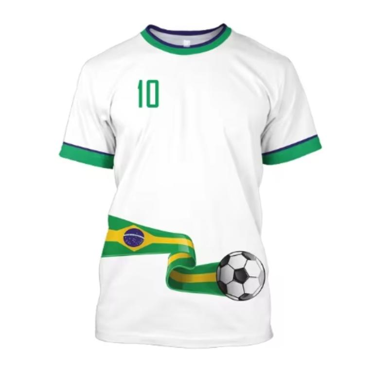 Brazil Jersey Men's T-shirt O-Neck Oversized Short Sleeve Men's Clothing 3D Print Brazilian Flag Selection Football Team Shirt