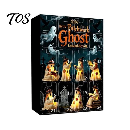 Halloween Tabletop Decorations Advent Calendar 2026, 24 Day Countdown Box with Trick or Treat Gifts Ghost Mini Figures, Collectible Toy Set for Kids