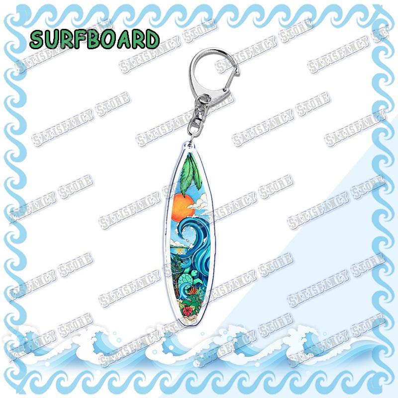 Waves Surfing Surfboard Keychains for Accessories Bag Bicycle Pendant Keyring Jewelry Fans Creative Beach Travel Gift Chaveiro