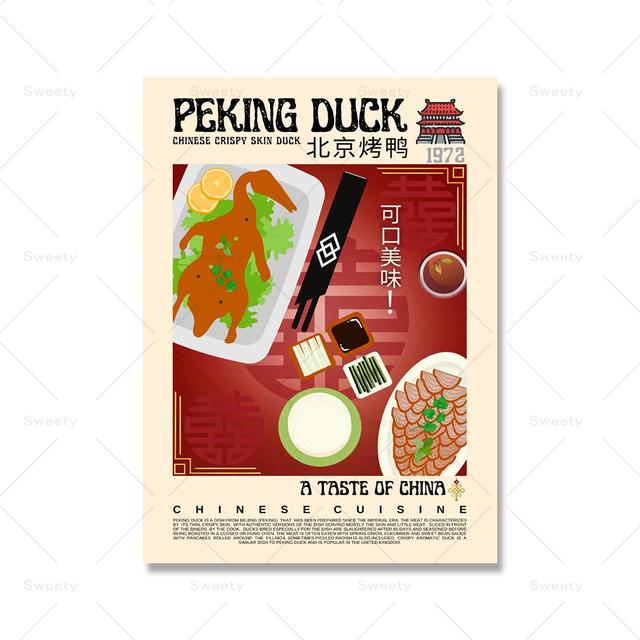 Modern Kitchen Decoration Mexican and Thai Cuisine Poster Taco Beijing Duck Cartoon Oil Painting Retro Bar