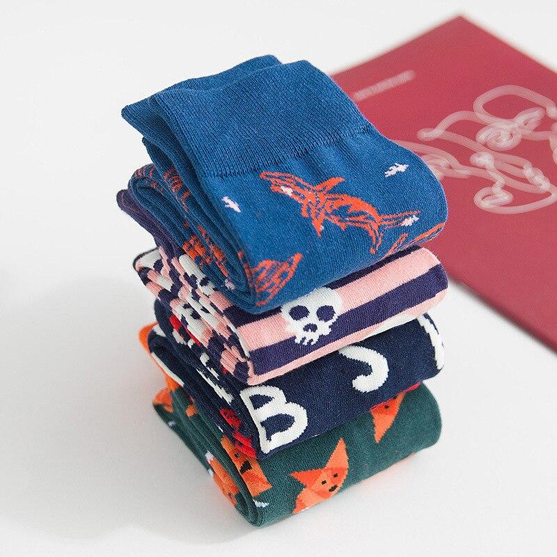 1 Pair Comfortable Cotton Men's Socks, Animal Skull Pattern, Street Fashion Trend Mid Calf Socks, Suitable for Autumn and Winter