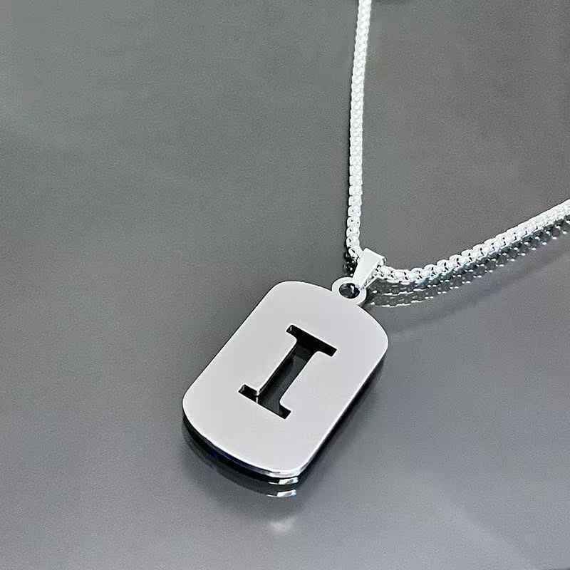 Simple Titanium Steel 26-Letter Necklace for Men and Women - Trendy Minimalist Design