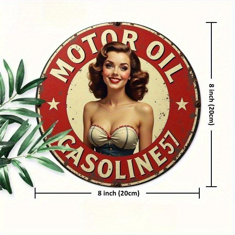 2d Flat 20*20cm Wooden Logo, Retro Motor Oil Advertising Decoration Sign, Suitable for Homes, Laundry Rooms, Gyms, Cafes, Rooms, Terraces, Kitchens