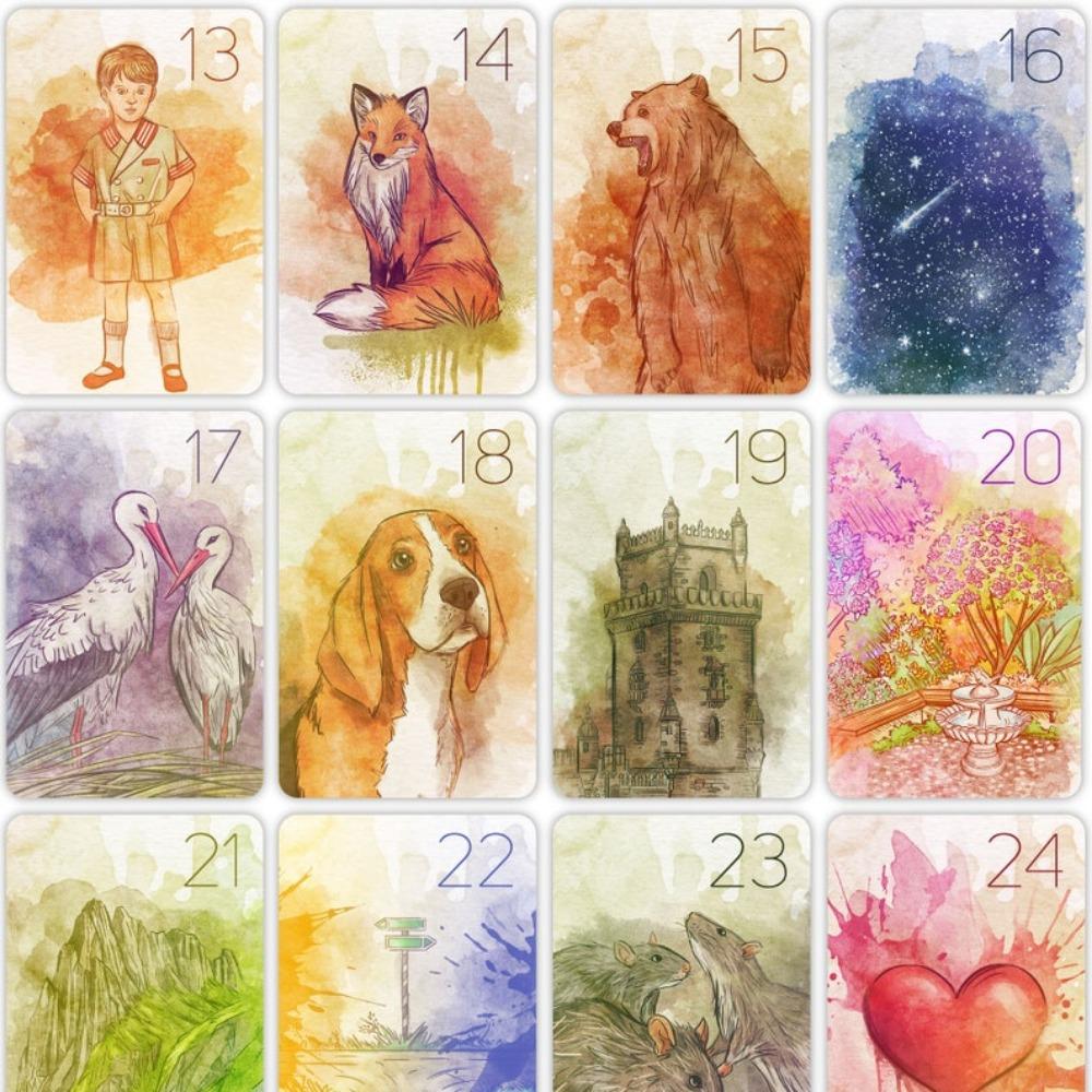 Innocent Secrets Lenormand 9*6cm 36 Pcs Cards Soft and Gentle Coloring Created with Delicate and Flowing Nature of Watercolors