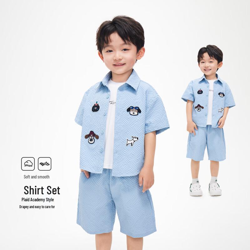 Boys  Cartoon Embroidered Shirt & Shorts Set 130