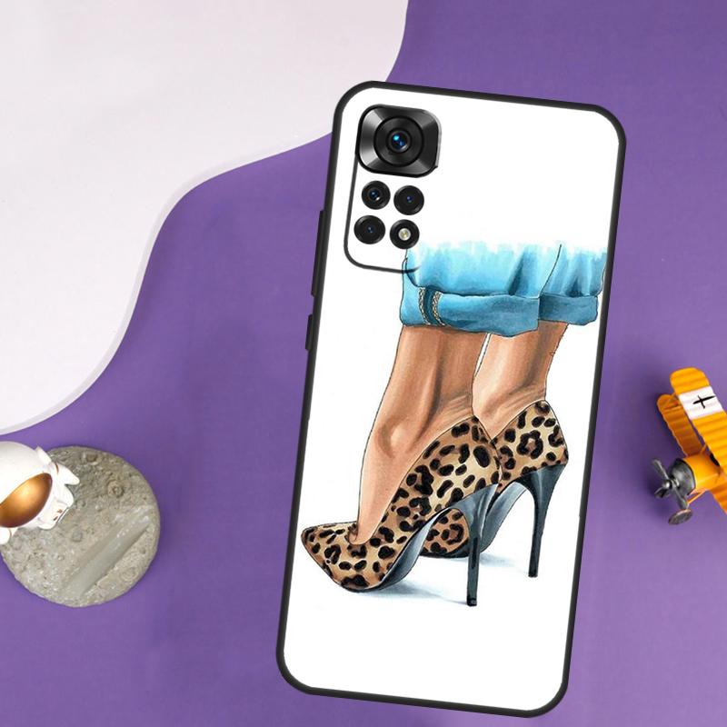 Fashion High Heels Case For Xiaomi Redmi Note 13 14 Pro 12 9 10 11 Pro 10S 11S 12S Redmi 14C 13C 10C 12C Cover Redmi 13C