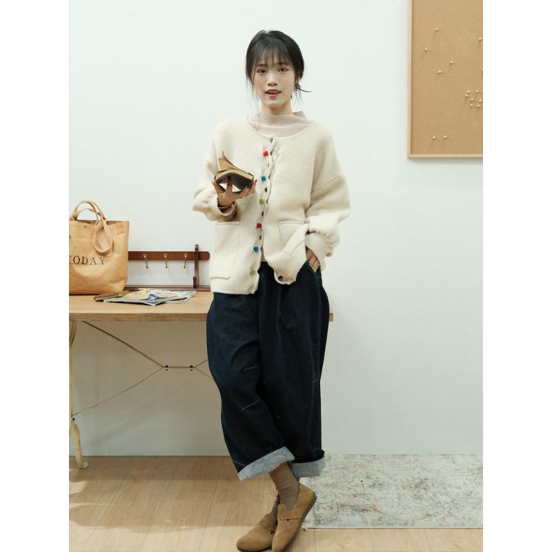 Dimanaf Plus Size Autumn Women Solid Buttons Sweaters Jacket Knitting Fashion Oversize Casual Style Loose Cardigan Sweater