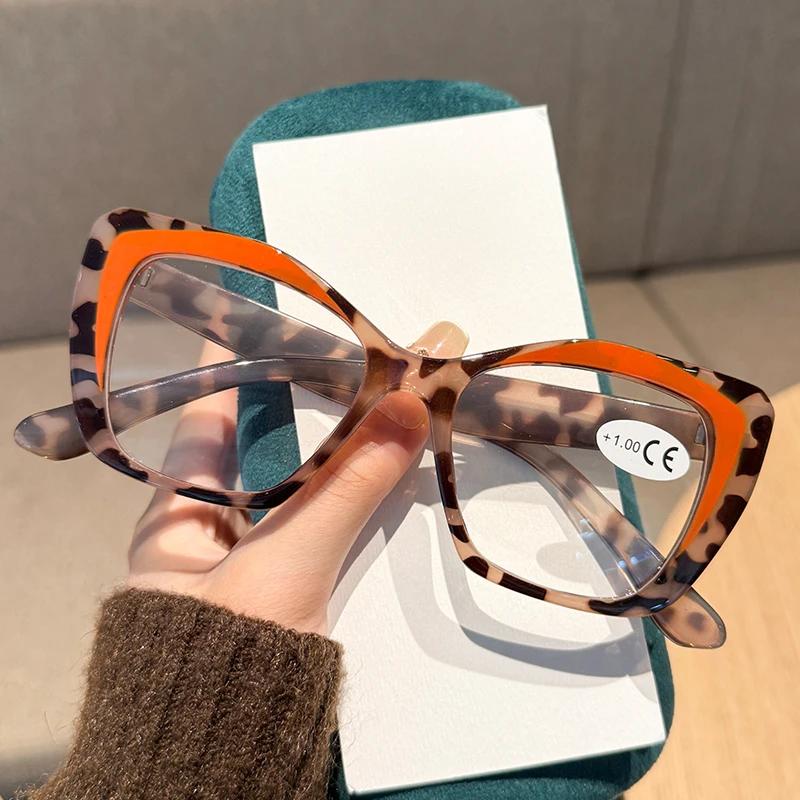 Neutral Fashion Retro Vintage Reading Glasses Cat Eye Full Frame Blue Light Blocking +3.5 +4.0 Stylish Eyewear