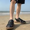 Sandales pour Hommes Respirantes Cuir Creux Bout Fermé Anti-Odeur Nouvelles Semelles Souples Antidérapantes Résistantes à l'Usure Chaussures d'Extérieur pour Plage pour Adolescent
