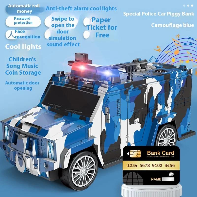 Kids' Fingerprint - Locked Safe & Cartoon Police Car Piggy Bank - Perfect for Holiday Gifts & Toy Exhibits