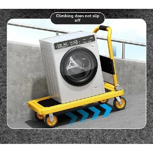 Stable Folding Handcart, Small Cargo Cart, Warehouse Trailer, Portable Four-wheel Silent Shopping Cart, Handling Flatbed Truck