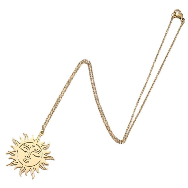 Stylish Stainless Steel Ancient Greek Sun Muse Pendant Necklace Gothic Vintage Necklace