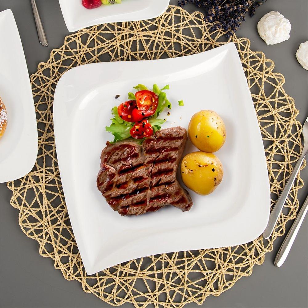 Talerz Kwadratowy Obiadowy Płytki na Obiad Przekąski Półmisek Mona 25x25 cm