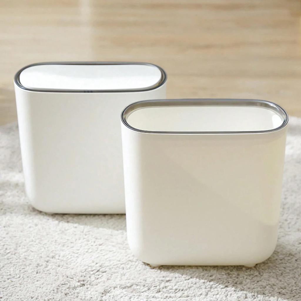 Bathroom Narrow Shape Trash Can Toilet Side Garbage Can with Lid Kitchen Odorproof Trash Bin Covered Trash Can Wastepaper Basket