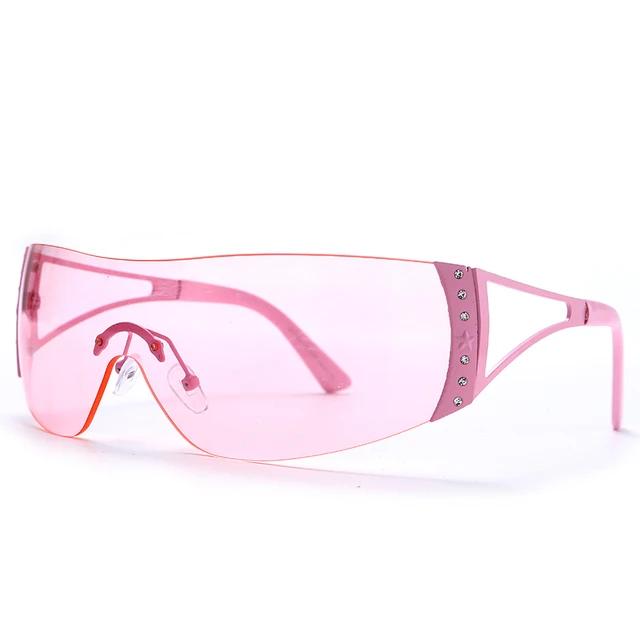 

Rimless Y2k Sunglasses Women Luxury Brand Designer Diamond-encrusted Sunglasses Future Technology Sports Style