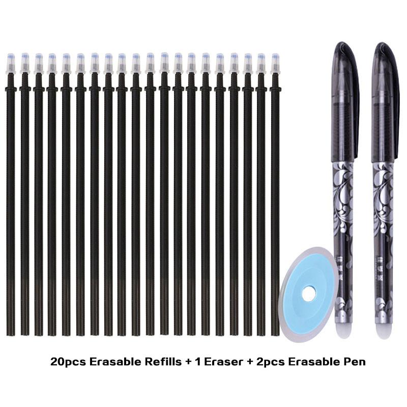 Erasable Gel Pen Set, 2pcs Erasable Pen 20 Erased Pen Refills and 1 Eraser