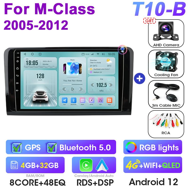 2 Din Android 12 Car Radio For Mercedes Benz M-Class W164 GL-Class X164 ML CarPlay Auto intelligent Systems Smart Autoradio