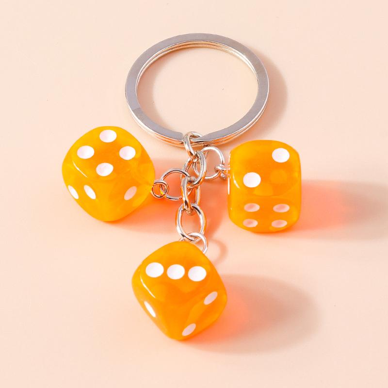Cuet Resin Geometric Dice Keychain Keyring Pendants for Women Men Car Key Holder Handbag Pendants Charms DIY Jewelry Gifts