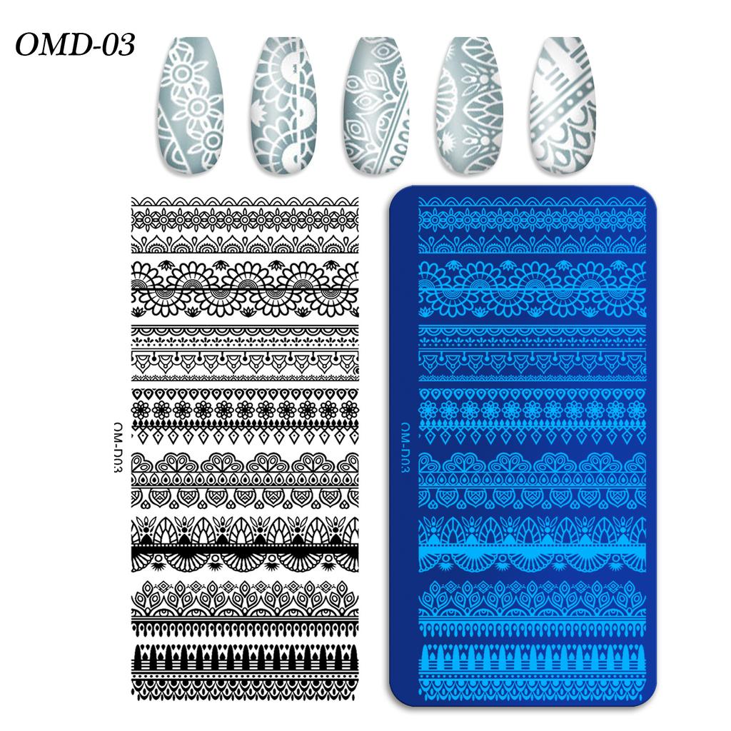 Nail Art Transfer Steel Plate, Rectangular Printing Oil Transfer Printing Steel Plate Blue Film Painted Board Omd Series