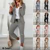 Feminino elegante manga longa conjuntos blazer lapela pescoço blazer casaco & calças com cordão definir roupas de duas peças para mulher
