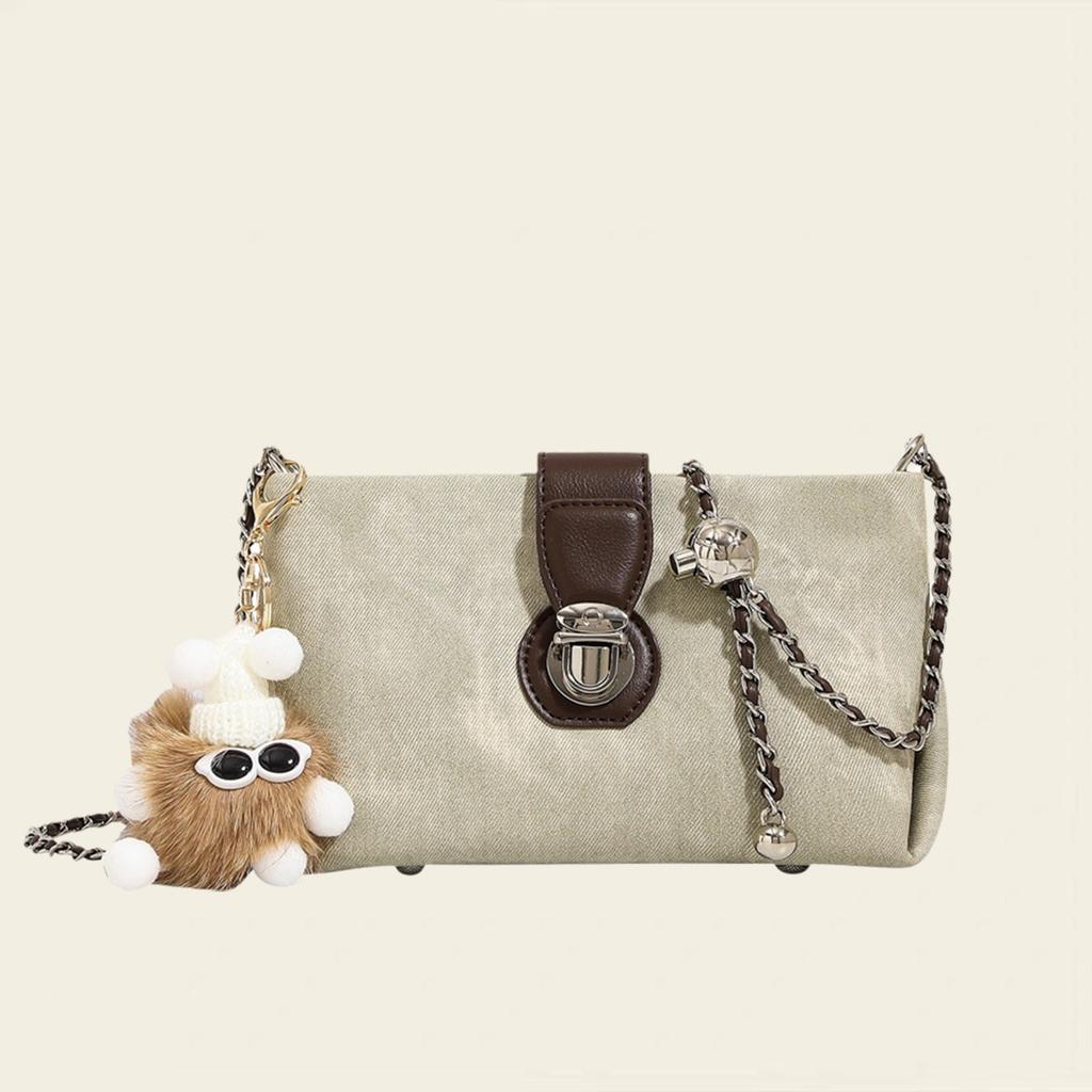 Niche Design Handbag, New Trendy Diamond Grid Single Shoulder Underarm Bag, Versatile Denim Small Square Bag