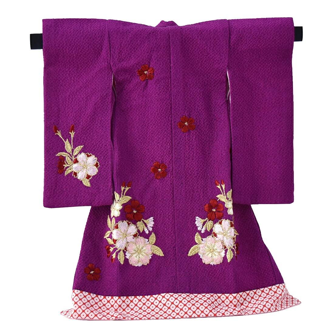 

Japanese Pattern Interior Mini Kimono Decoration Embroidery Ornamental Miniature Entrance Shelf Tokonoma Unisex Cherry Blossom Purple [Nagomiya]