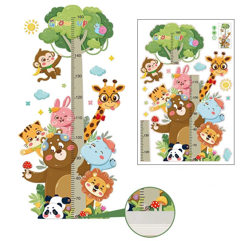 1PC Growth Ruler Removable Animal Nursery Decals Height Ruler Waterproof Wall Stickers Cartoon Kindergarten Decoration Kids Room