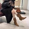 2025 Autumn/Winter Men's Suede Chunky Heel Pointed Toe Boots - Mid-Heel Ankle, Mid-Calf, High-Heel Slouch, Western Cowboy Styles