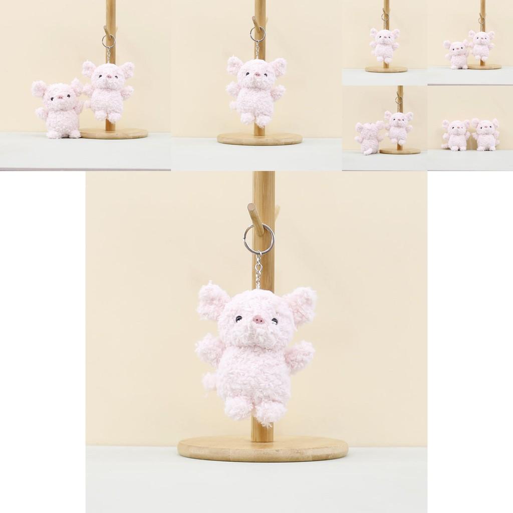 Adorable Cute Pig Plush Keychain Toy Soft Coral Fleece Pig Doll Key Ring Accessory