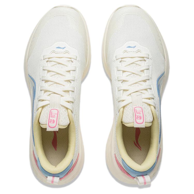 New LiNing Slip-Resistant Coverage Support Low-Top Casual Running Shoes Women's Ivory Pink ARSV038-12
