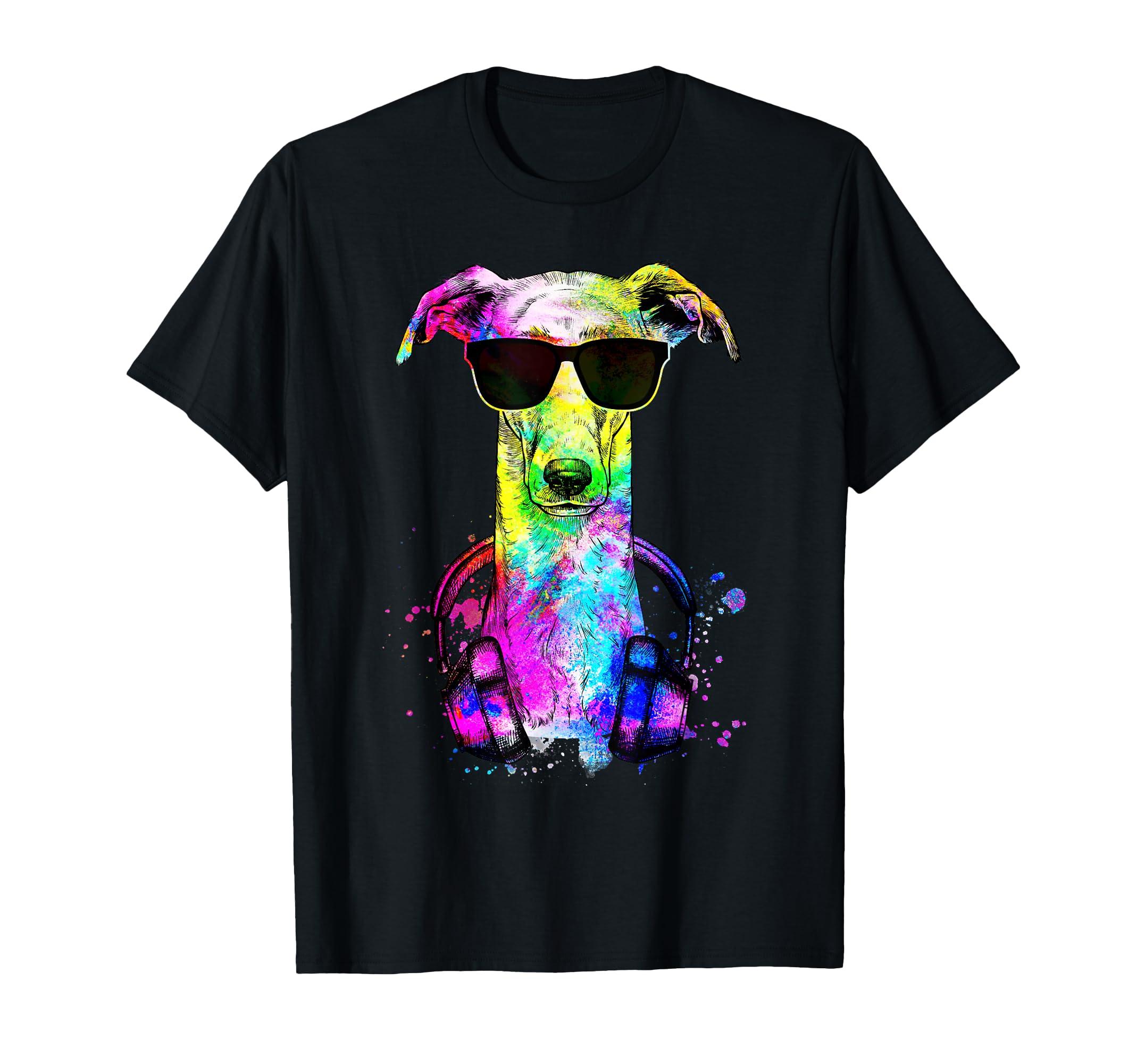 

Retro Pop Art Italian Greyhound Dog Portrait with Headphones T-Shirt