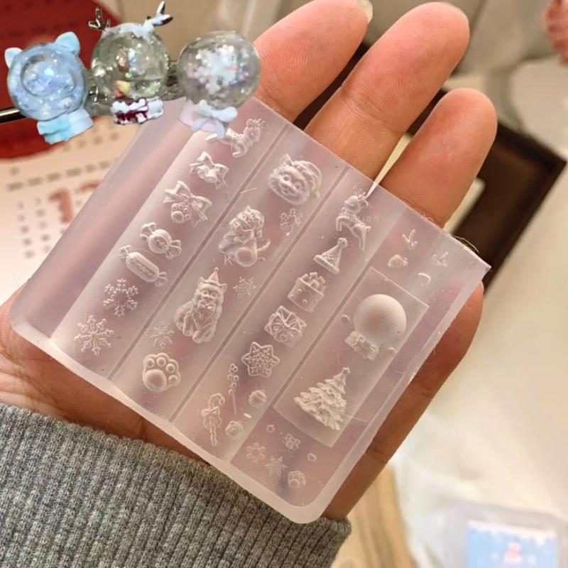 3D Бароковий Ангел Метелик Різдвяна Ялинка Сніговик Форма для Нігтів DIY Прикраси для Нігтів Силіконова Форма для Ліплення Манікюрний Шаблон