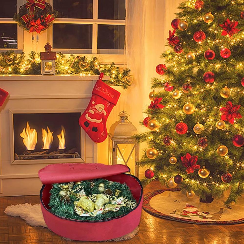 Large Capacity Christmas Wreath Storage Bag Round Festival Garland Container Christmas Stuff